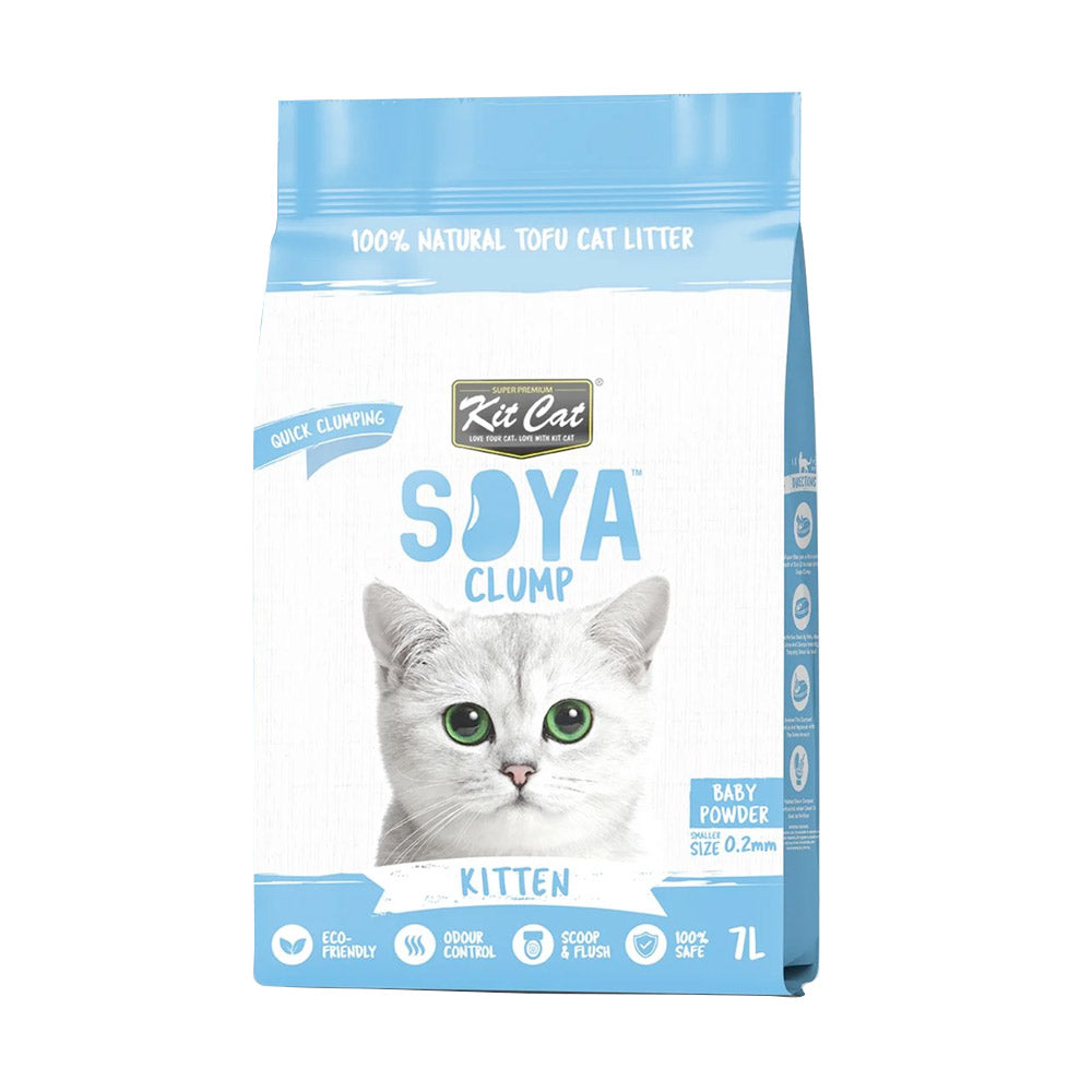 Kit Cat Soya Clump Litter ‚Baby Powder Scent 7L (Kitten-Friendly)