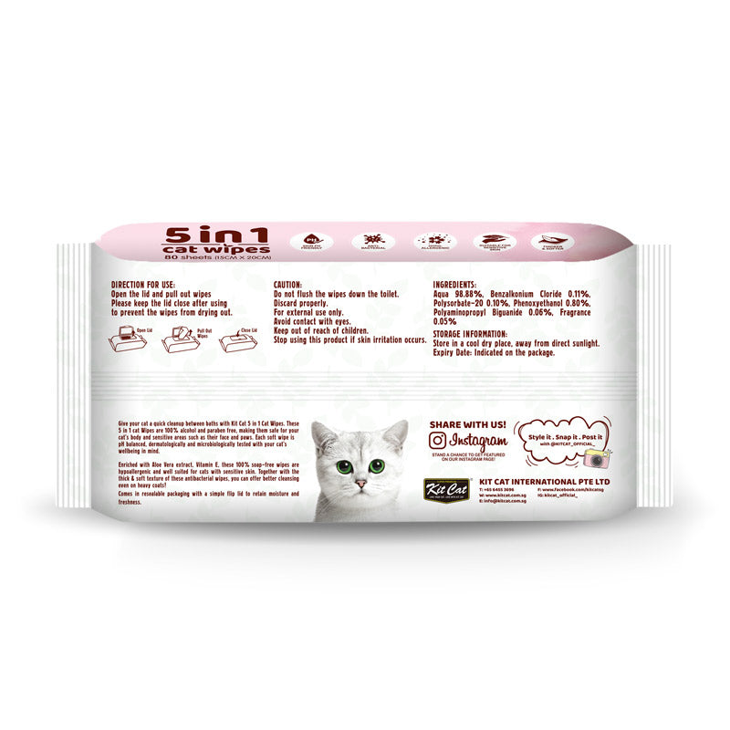 Kit Cat 5-in-1 Cat Wipes ‚Aloe Vera Scented