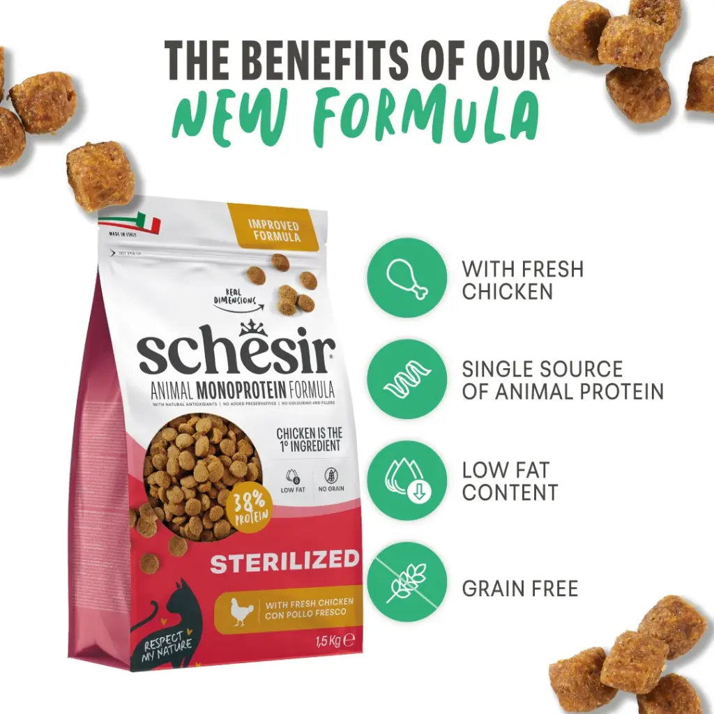 Schesir Monoprotein Sterilized Adult Dry Cat Food Fresh Chicken - 10kg