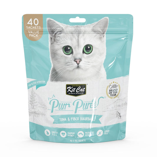 Kit Cat Puree ‚Tuna & Fiber Hairball Control 600g (40 Pcs)